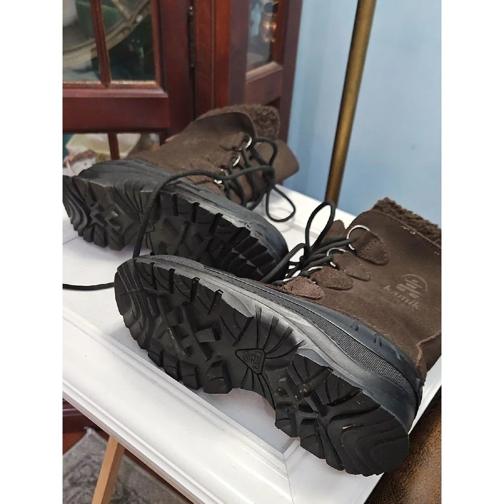 Kamik Conquest Brown Winter Snow Boots with Faux Fur Trim Men's Size 7